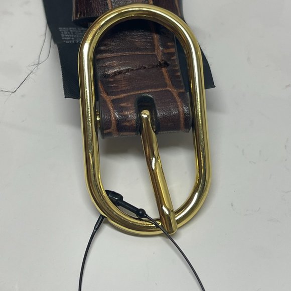 CLUB MONACO Belt! Skinny, Brown, Faux Snakeskin, with Gold Hardware Size Medium main image 7